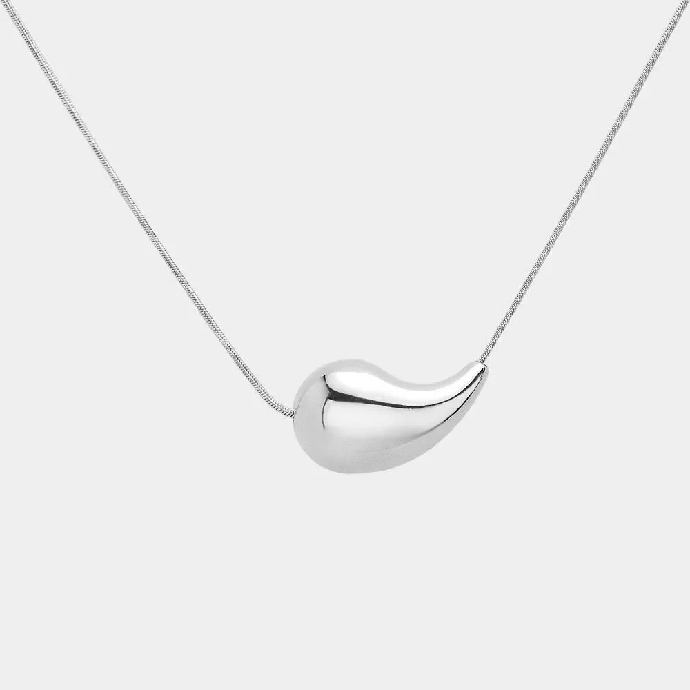 NWT Lux lux 18K gold dipped puffed sideways teardrop 16” necklace